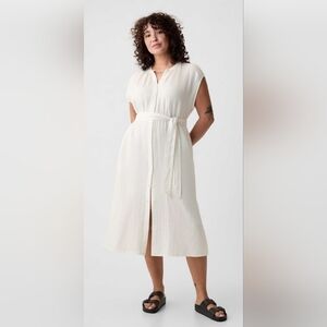 GAP Cream Midi Dress with Belt Sz Large New With Tag